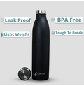Exclusive Black Stainless Steel Double Wall  Water Bottle | Eco-Friendly, Non-Toxic & BPA Free Water Bottle | Rust-Proof, Lightweight, Leak-Proof & Durable | Hot & Cold Upto 12Hrs Feature  (750ml) - PIX-2007/Black