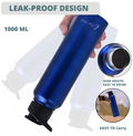 Dual Curve Mini Blue Stainless Steel Water Bottle | Leak-Proof & Long Lasting Bottle | Eco-Friendly, Non-Toxic & BPA Free, Compact Water Bottle | Rust-Proof, Lightweight - PIX-DG-021/Blue 1000 ML