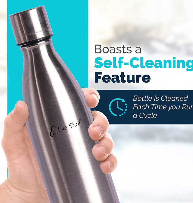 Uvee Sip Bottle EYE SHOT Leak Proof Stainless Steel Bottle For Travel Use | Clean Water With One Touch 1000ml - Clean & Purify Water | Stainless Steel Flask For Clean Water - Kills 99.9% Bacteria