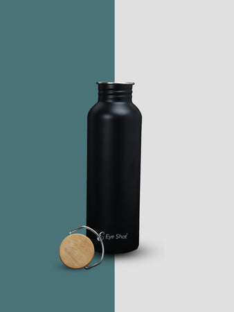 Hayden Cork Vacuum Black Water Bottle Non-Toxic & BPA Free | Eco-Friendly, Lightweight, Leak-Proof & Durable Bottle (750ml) - PIX/2002/Black