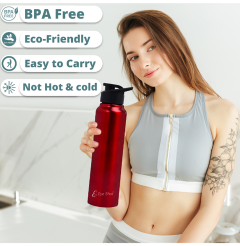 Dual Curve Mini Red Stainless Steel Water Bottle | Eco-Friendly, Non-Toxic & BPA Free, Compact Water Bottle | Rust-Proof, Lightweight, Leak-Proof & Long Lasting Bottle - PIX-DG-021/Red 500 ML