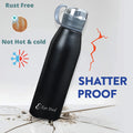 One Pop Black Stainless Steel Water Bottle | Eco-Friendly, Non-Toxic & BPA Free, Compact Water Bottle  | Leak-Proof & Long Lasting Bottle | Rust-Proof, Lightweight Bottle (750ml) - PIX-2017/Black