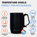 Modern Handle Double Wall Insulated Coffee Mug | Stainless Steel Water, Tea & Coffee Mug | Hot And Cold Feature For 12Hrs | Durable Travel/Indoor Coffee/Tea/Water Mug With Lid (450ml) - PIX-2059/Black