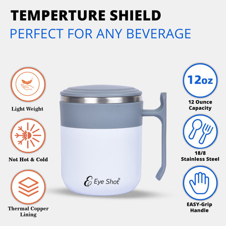 Blue Lid Coffee Mug stainless Steel Mug With Lid For Convenient Use In Office Or Home, Easy To Carry, Smooth Edges (350 ml) - PIX-2062