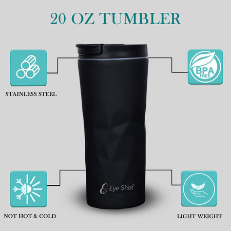Diamond Finish Coffee Insulated Tumbler Mug | Stainless Steel Water, Tea & Coffee Tumbler | Durable Travel Coffee Stylish Mug With Lid (480ml)- PIX-2058/Black