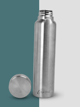 Cylindro Stainless Steel Bottle 1 Litre - Silver | Lightweight, Leak-Proof & Durable | Eco-Friendly, BPA Free Water Bottles (1000ml)-  PIX/1019/Silver