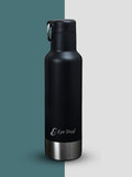 Mars Steel Stainless Steel Double Wall Water Bottle | Eco-Friendly, Non-Toxic & BPA Free Water Bottle | Rust-Proof, Lightweight, Leak-Proof & Durable | Hot & Cold Upto 12Hrs Feature Bottle (500ml) - PIX-2014/Black
