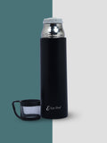 Galaxy Insulated Thermos Black Stainless Steel Water Bottle With De-Attatchable Cup | Hot & Cold 12Hrs Feature Double Wall Bottle| Non-Toxic & BPA Free Water Bottle, Eco-Friendly | Rust-Proof, Lightweight, Leak-Proof & Durable (500ml) - PIX/2006/Black