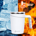 Stainless Steel Hot & Cold Coffee Non Slip Smart Mug Base Vacuum Sucker Mug | Double Wall Insulated Stainless Steel Water, Tea & Coffee Tumbler (350ml) - PIX-4059/White