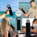 Galaxy Insulated Thermos Black Stainless Steel Water Bottle With De-Attatchable Cup | Hot & Cold 12Hrs Feature Double Wall Bottle| Non-Toxic & BPA Free Water Bottle, Eco-Friendly | Rust-Proof, Lightweight, Leak-Proof & Durable (500ml) - PIX/2006/Black